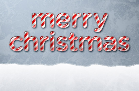 Snow Covered Candy Cane Text Effect