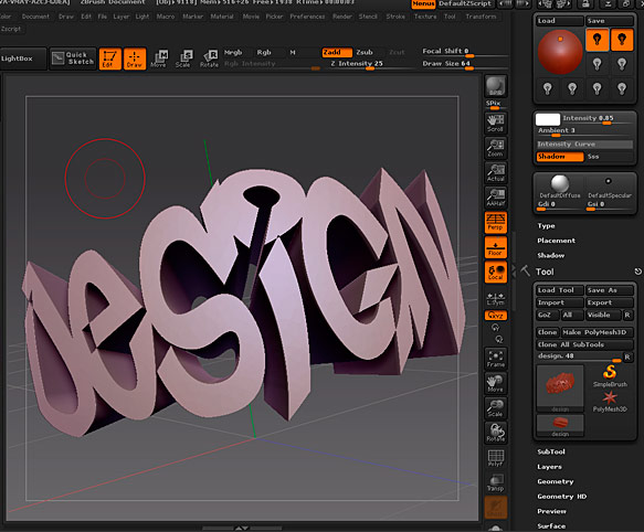 cant type text in zbrush