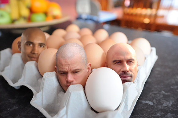 How to create big heads in an egg tray