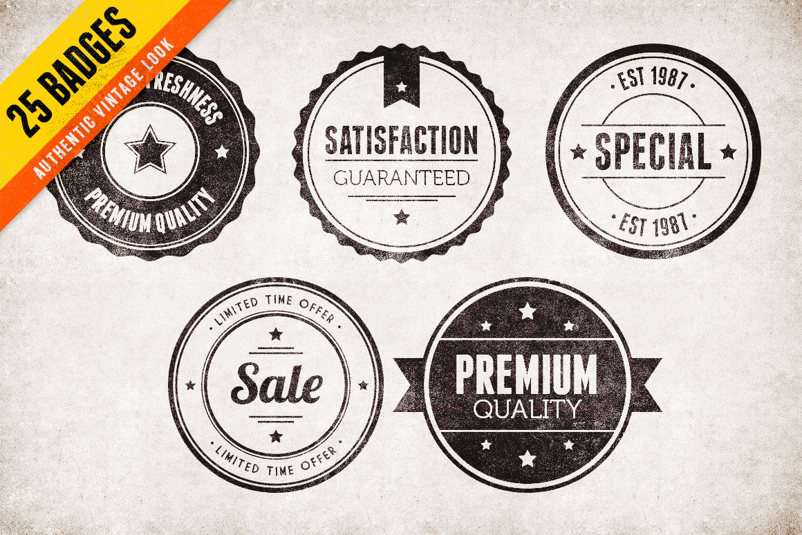 Download Vintage Vector Badges Bundle Volume 1 | Design Panoply