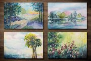 Hand Painted Watercolor Landscapes Volume 1