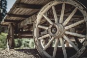 Wooden Wagon Wheel Close Up