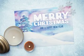 Watercolor Christmas Card Template 2